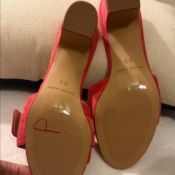 Draper James Wendy Coral Red Suede Heels Sandals Mules - Picture 7 of 8